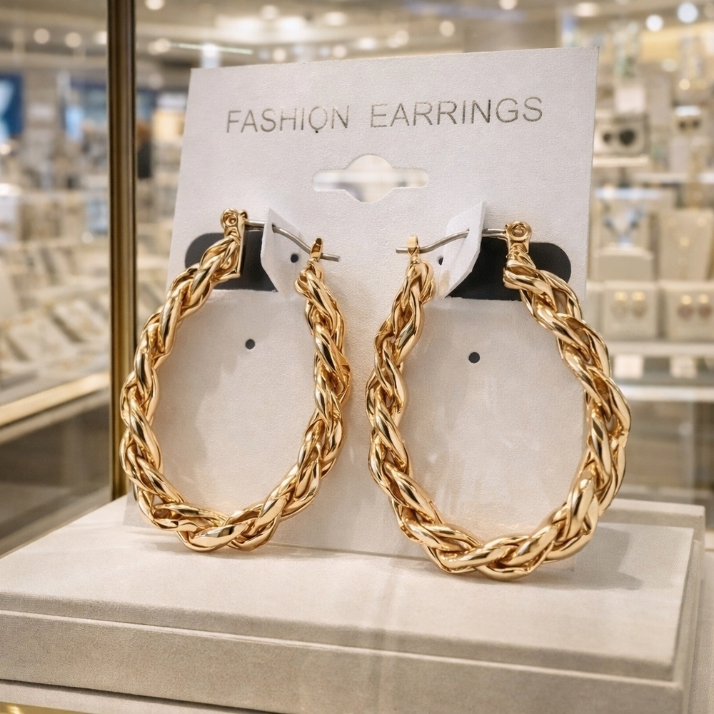Gold hoop rope earrings